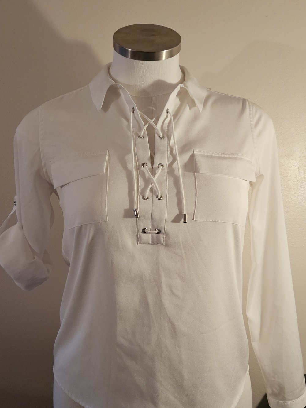 Calvin Klein Ivory Satin-Effect Dress